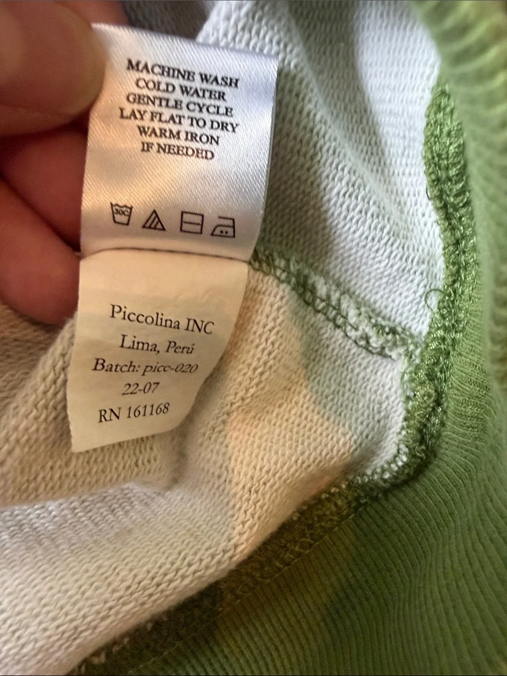 Piccolina green arborist sweatshirt and matching pants